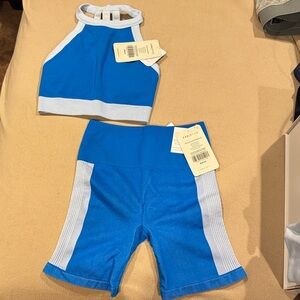 Fabletics Royal Blue and Light Gray Halter Set